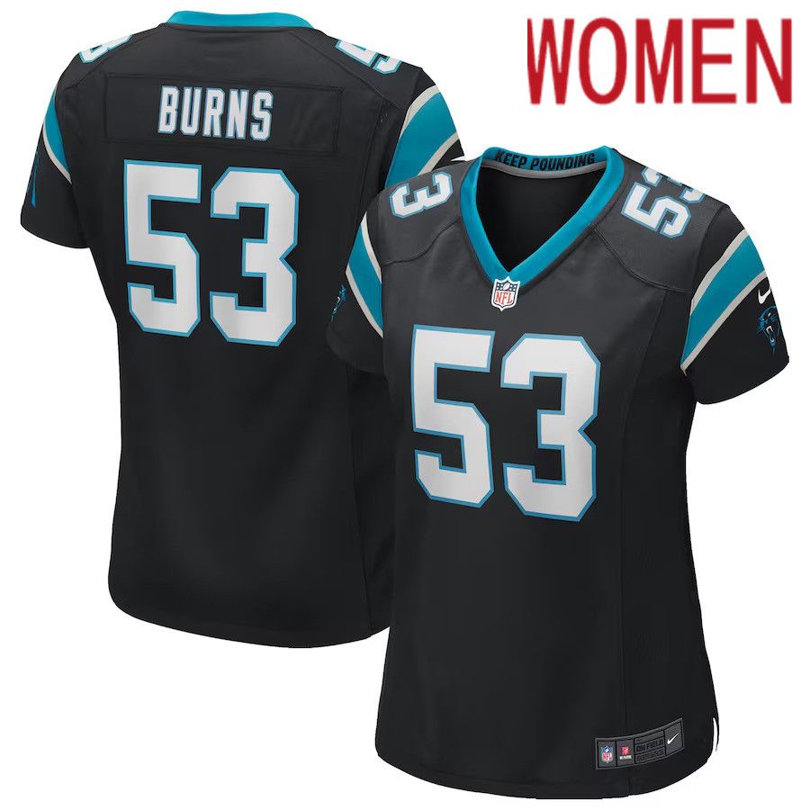 Women Carolina Panthers #53 Brian Burns Black Nike Game NFL Jersey->women nfl jersey->Women Jersey